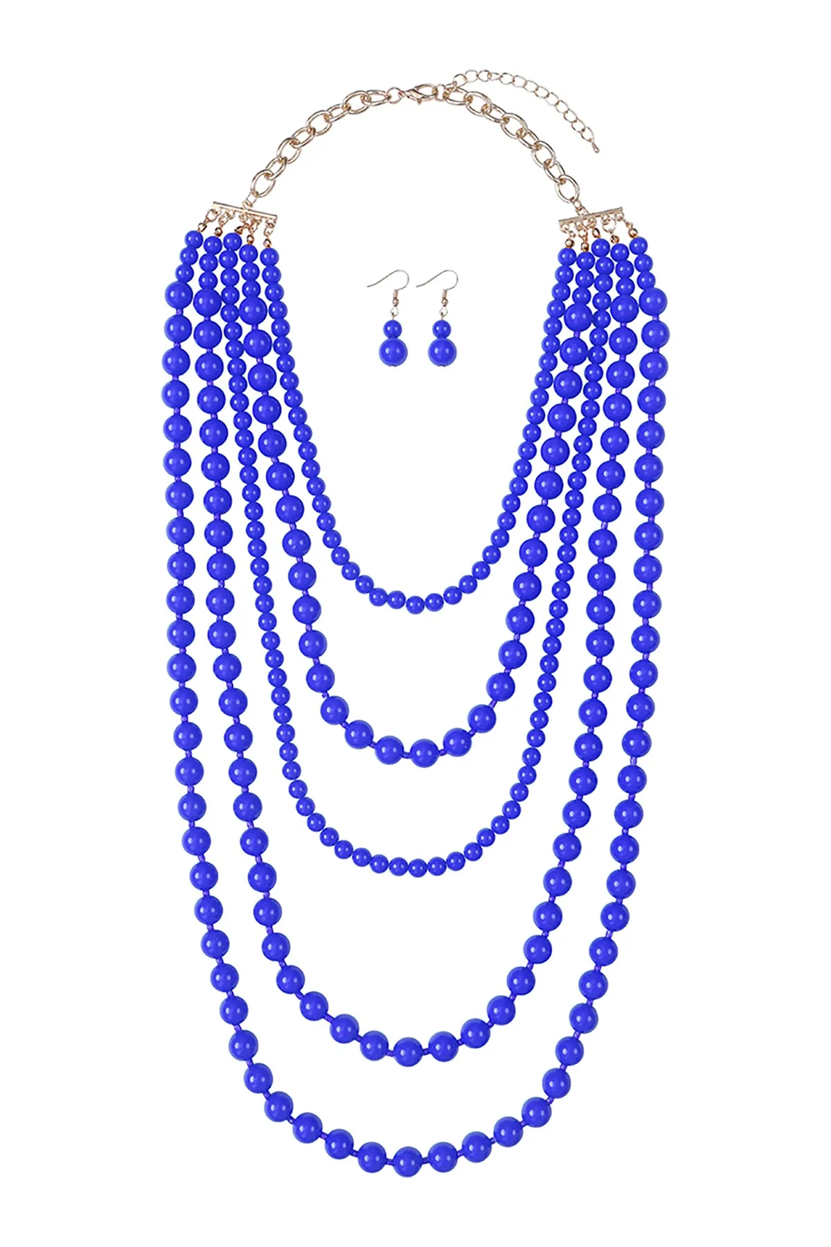 MULTILAYERED BEADS NECKLACE AND EARRINGS SET