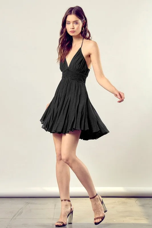 Mustard Seed Junior Lace Trim with Back Drawstring Dress