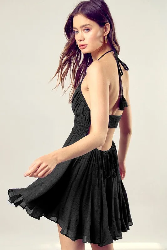 Mustard Seed Junior Lace Trim with Back Drawstring Dress