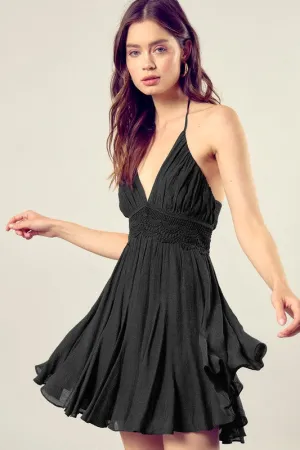 Mustard Seed Junior Lace Trim with Back Drawstring Dress