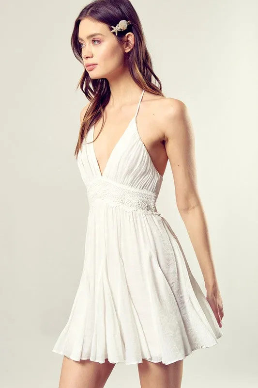 Mustard Seed Junior Lace Trim with Back Drawstring Dress