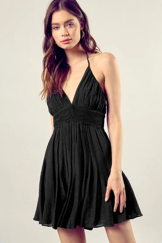 Mustard Seed Junior Lace Trim with Back Drawstring Dress