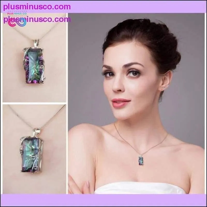 Natural Fire Rainbow Mystic 16ct Topaz Necklace Solid 925