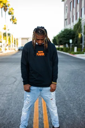 Neon Orange Drippin Flavor | Black Long Sleeve Tee