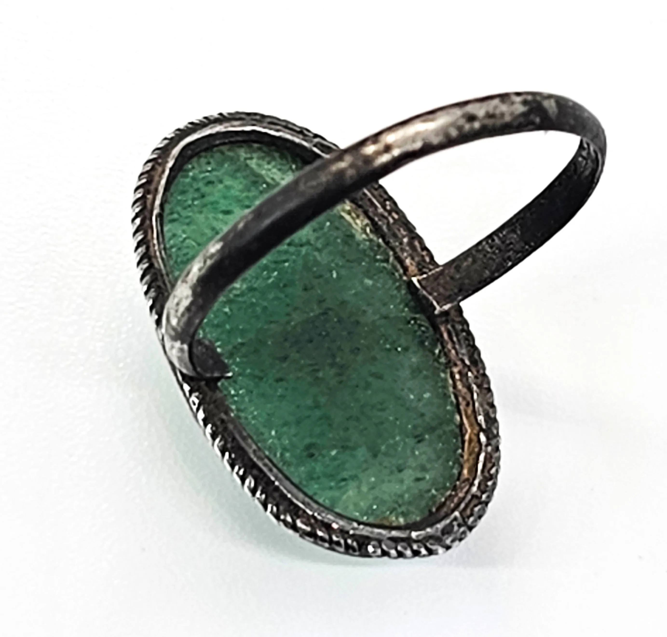 Nephrite Jade vintage green jade gemstone sterling silver ring size 8
