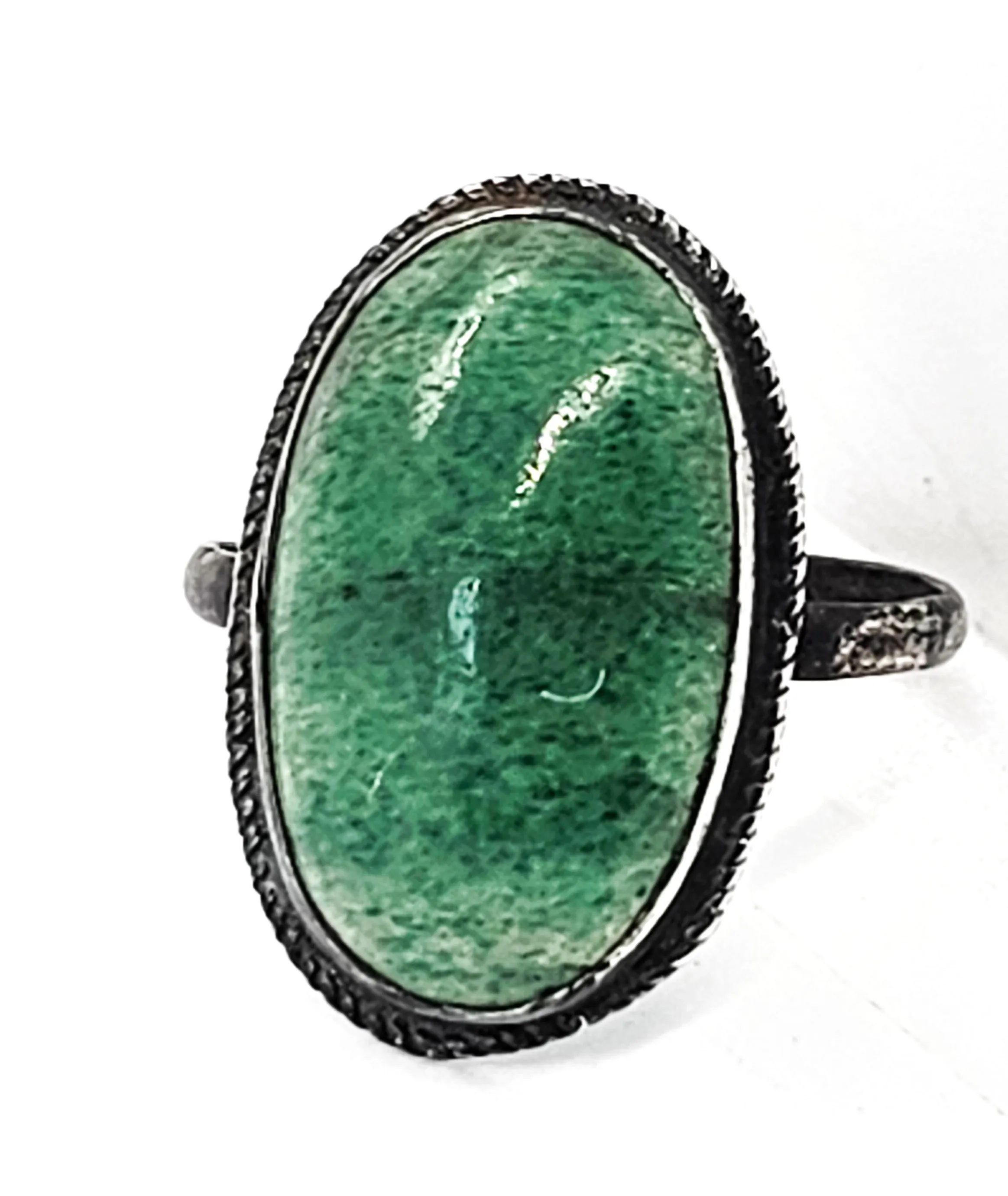 Nephrite Jade vintage green jade gemstone sterling silver ring size 8