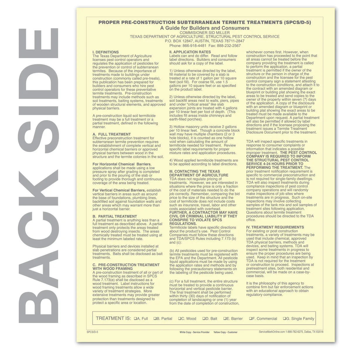 New Texas PRE Construction Treatment Disclosure