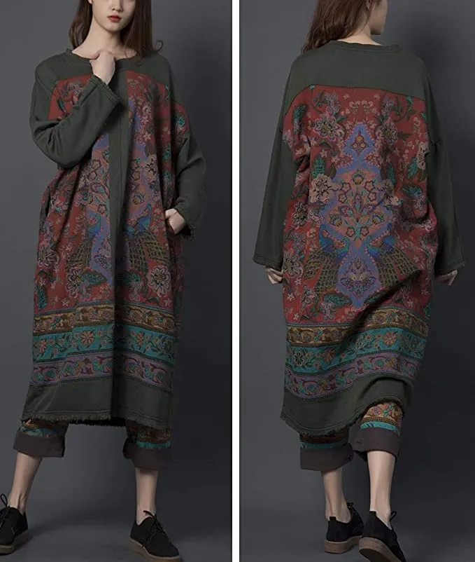 New YESNO 100% Cotton Casual Loose Long Sweater Weight dress in Grey! Fits up to 2X