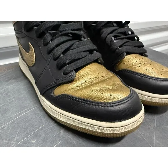 Nike Air Jordan 1 Retro High OG Youth Size 6.5Y Black Metallic Gold FD1437-071
