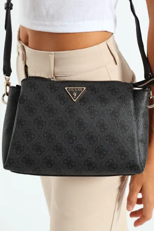 Noelle Logo Top Zip Triple Compartment Crossbody Bag - Charcoal