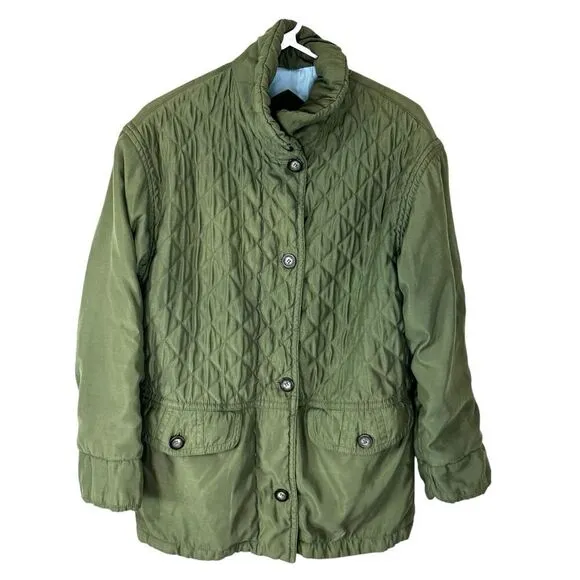 Olive Green Izzi by Rothchilds Quilted Lagenlook Jacket Size Medium
