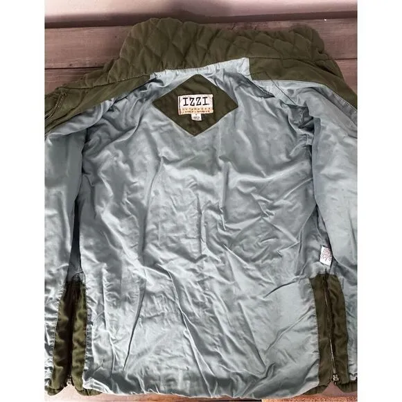 Olive Green Izzi by Rothchilds Quilted Lagenlook Jacket Size Medium