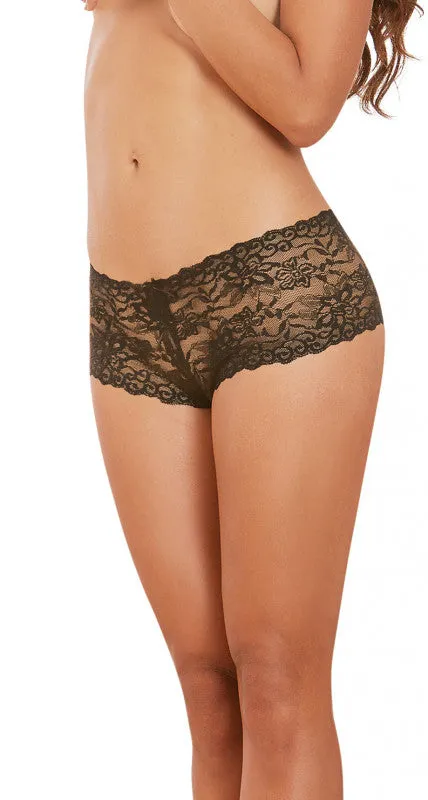 Open Crotch Boyshort - Large - Black