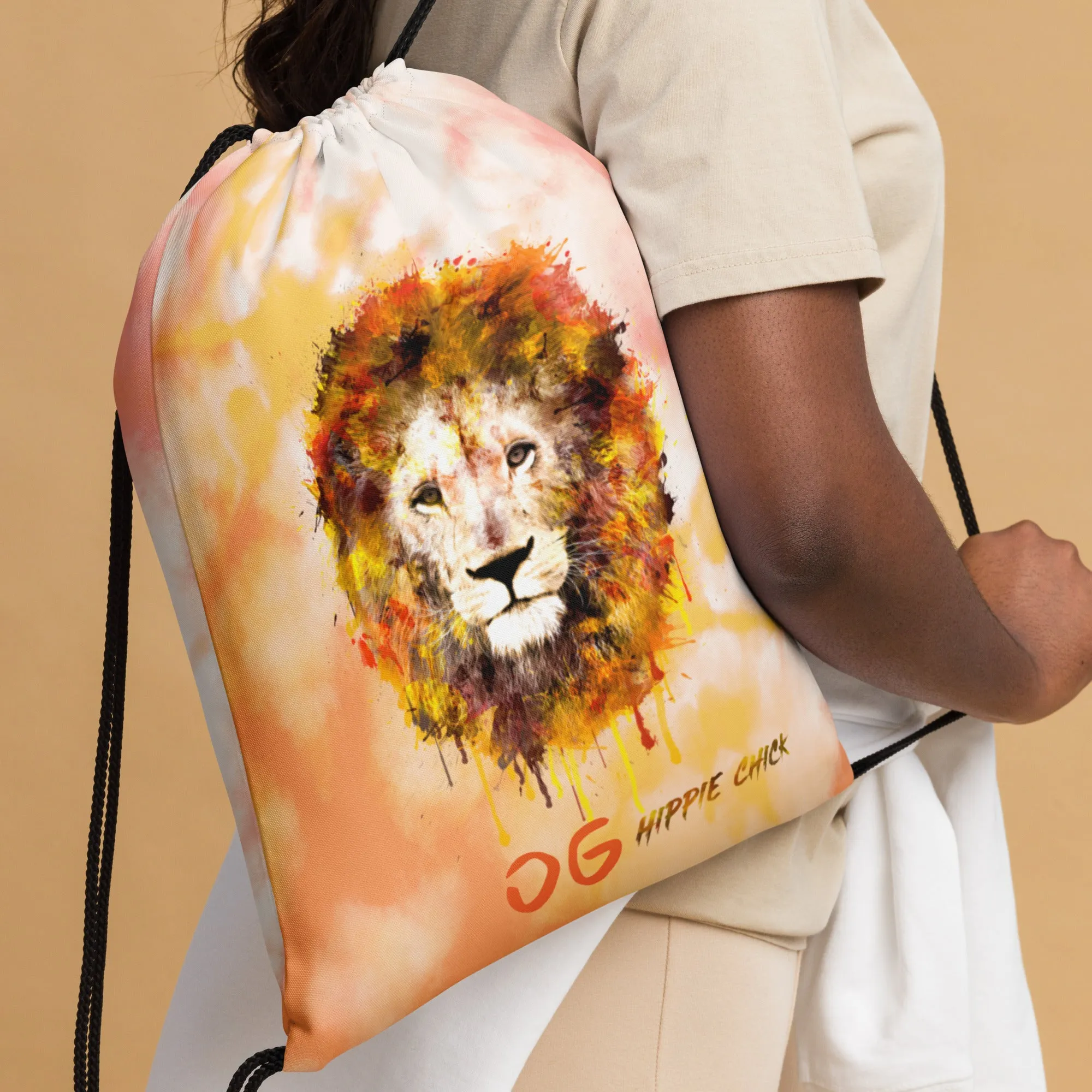 Orange Tie Dye Drawstring Bag