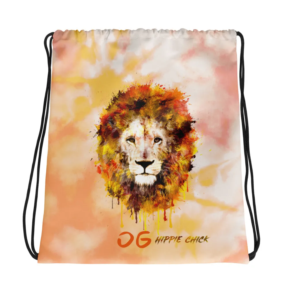 Orange Tie Dye Drawstring Bag