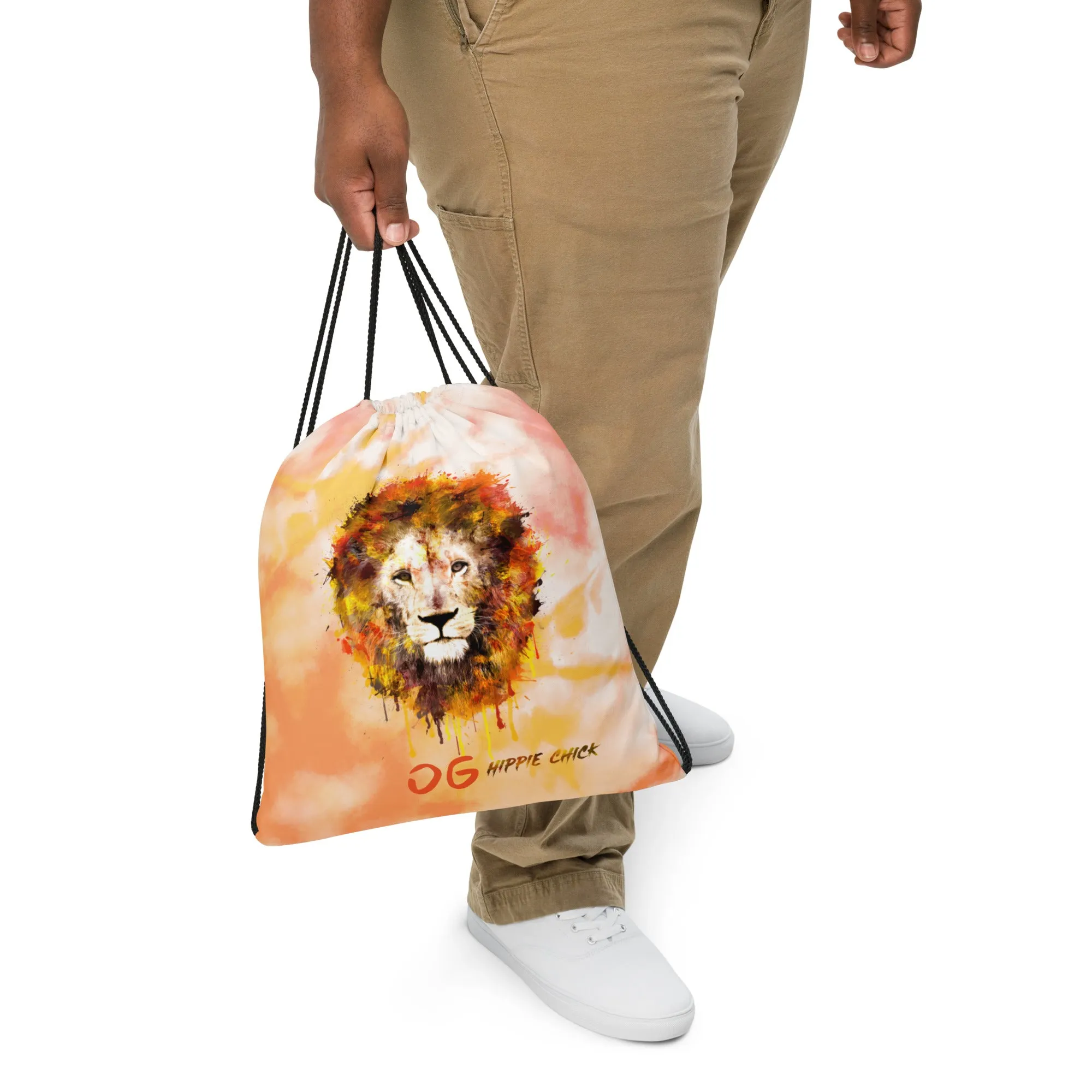 Orange Tie Dye Drawstring Bag