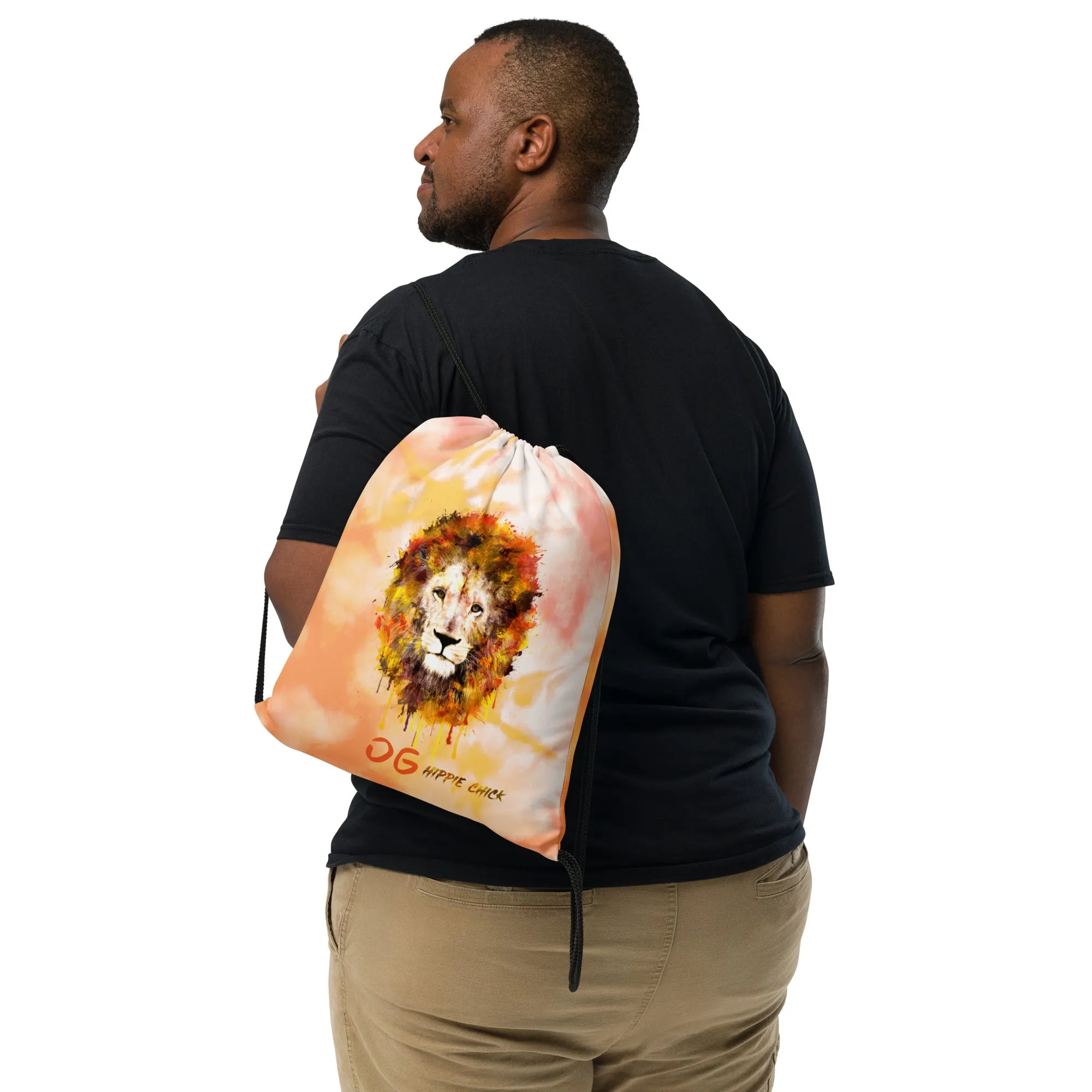 Orange Tie Dye Drawstring Bag