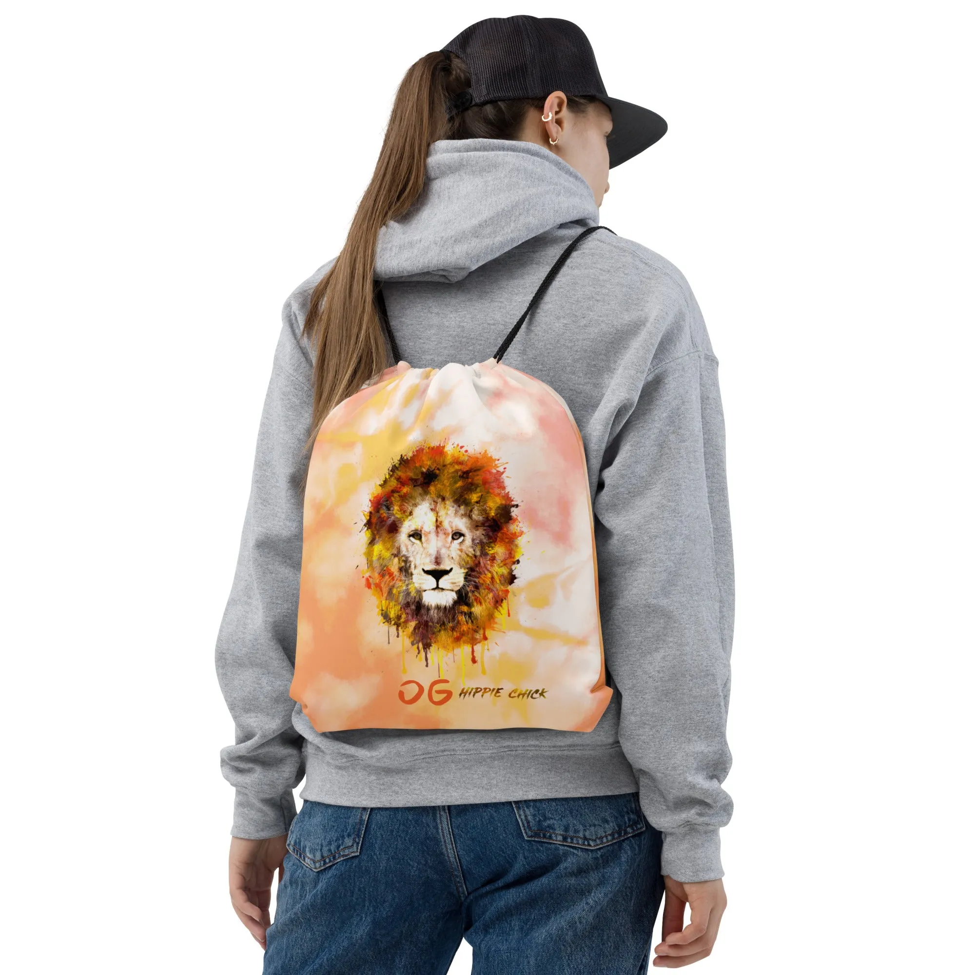 Orange Tie Dye Drawstring Bag