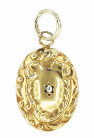 Oval Antique Victorian Rose Cut Diamond Pendant in 14 Karat Gold
