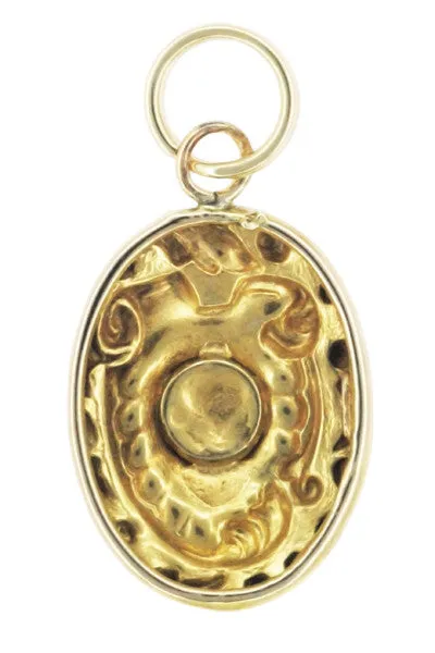 Oval Antique Victorian Rose Cut Diamond Pendant in 14 Karat Gold