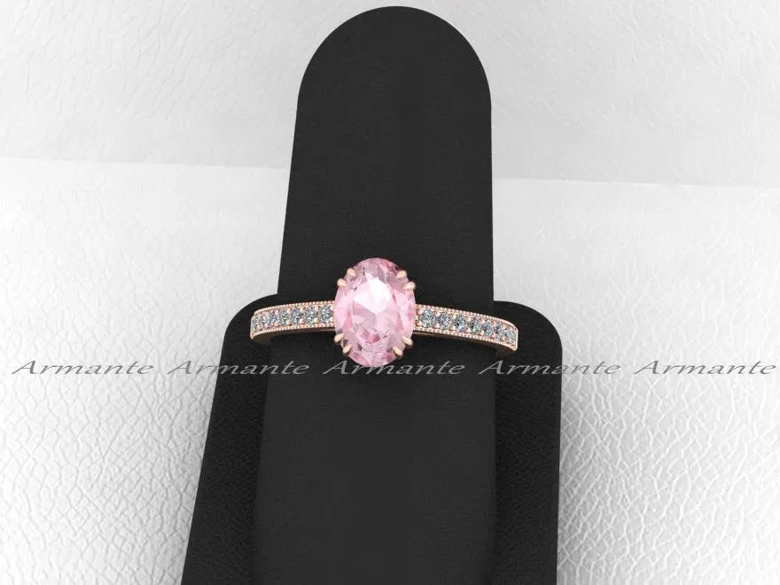 Oval Morganite & Diamond Engagement Ring