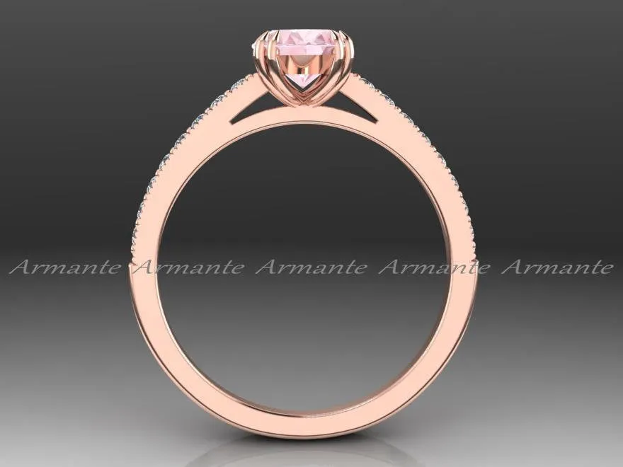 Oval Morganite & Diamond Engagement Ring