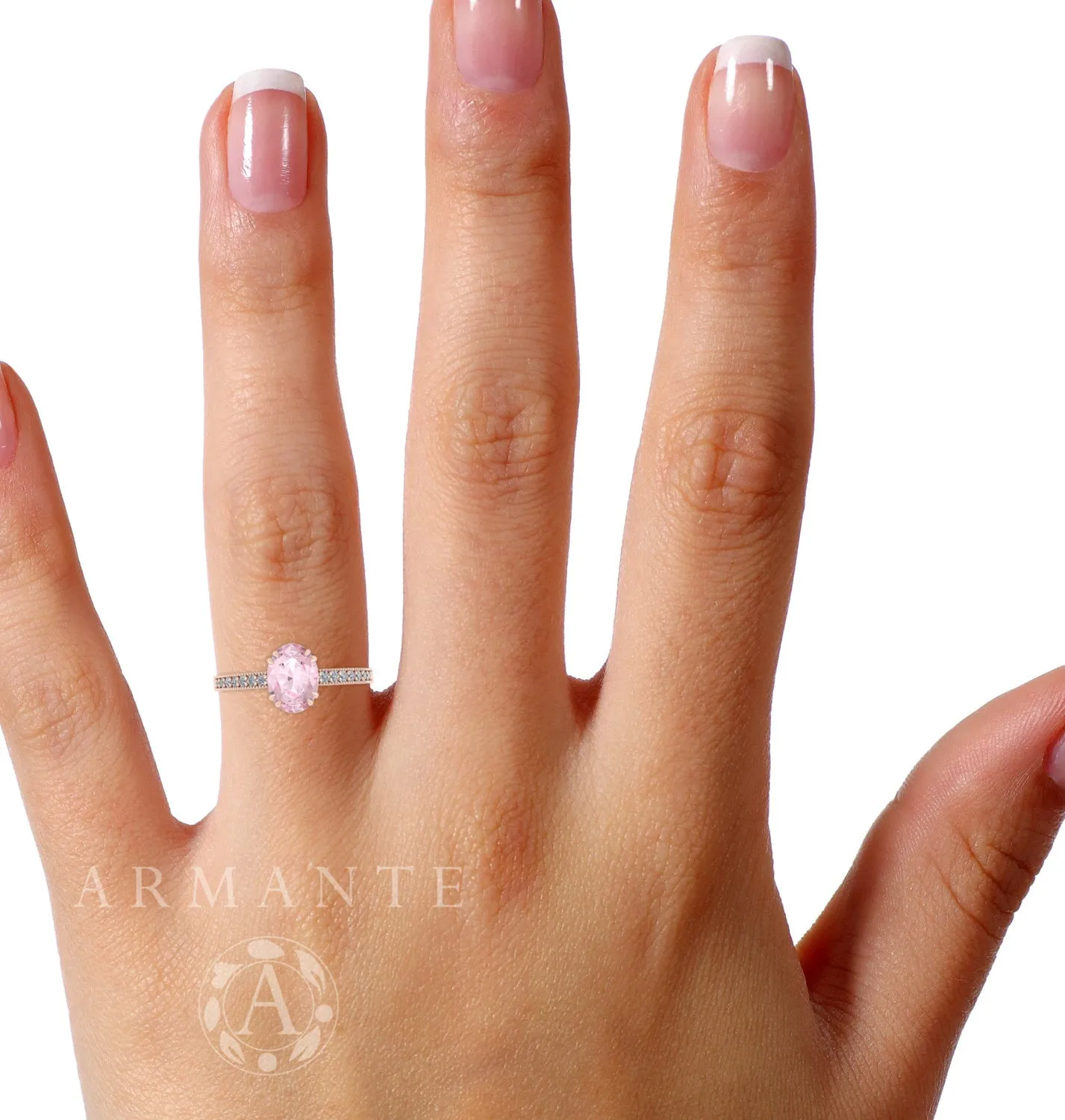 Oval Morganite & Diamond Engagement Ring