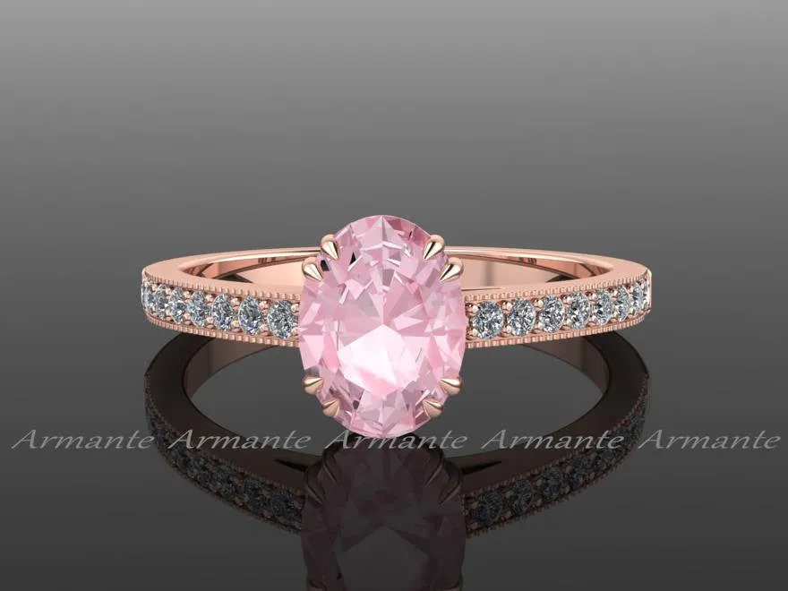 Oval Morganite & Diamond Engagement Ring