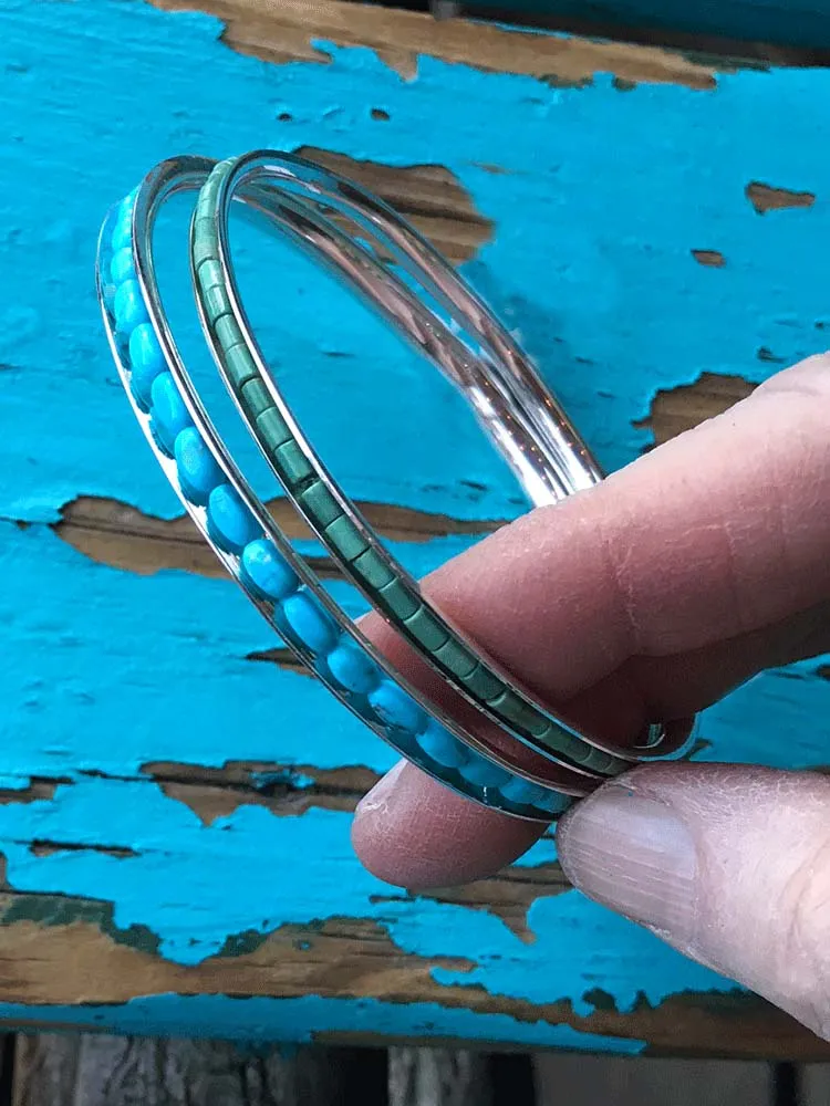 Paige Wallace Bangles with Inset Turquoise
