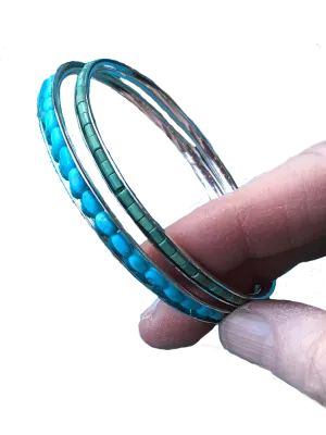 Paige Wallace Bangles with Inset Turquoise