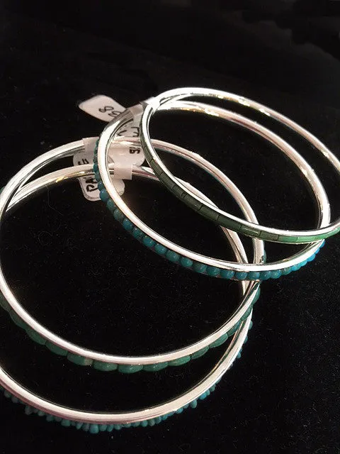 Paige Wallace Bangles with Inset Turquoise