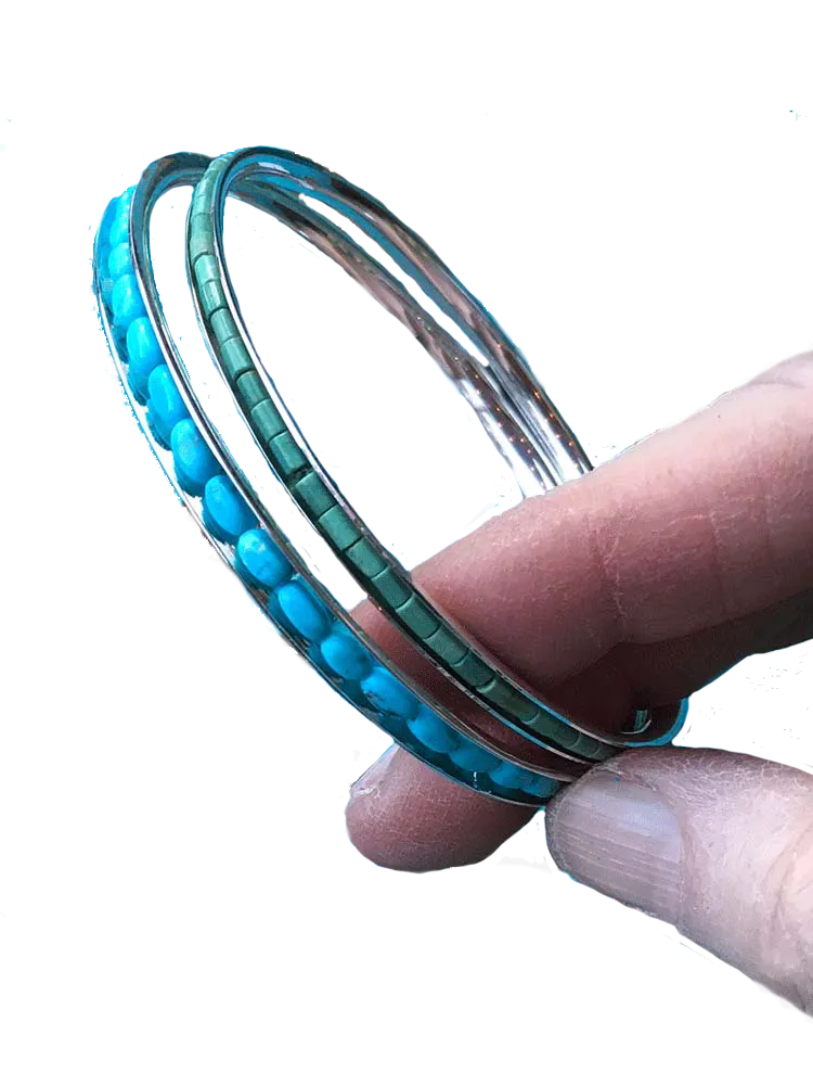 Paige Wallace Bangles with Inset Turquoise