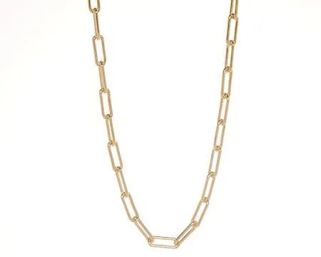 Paper Clip Chain Link Necklace In Gold