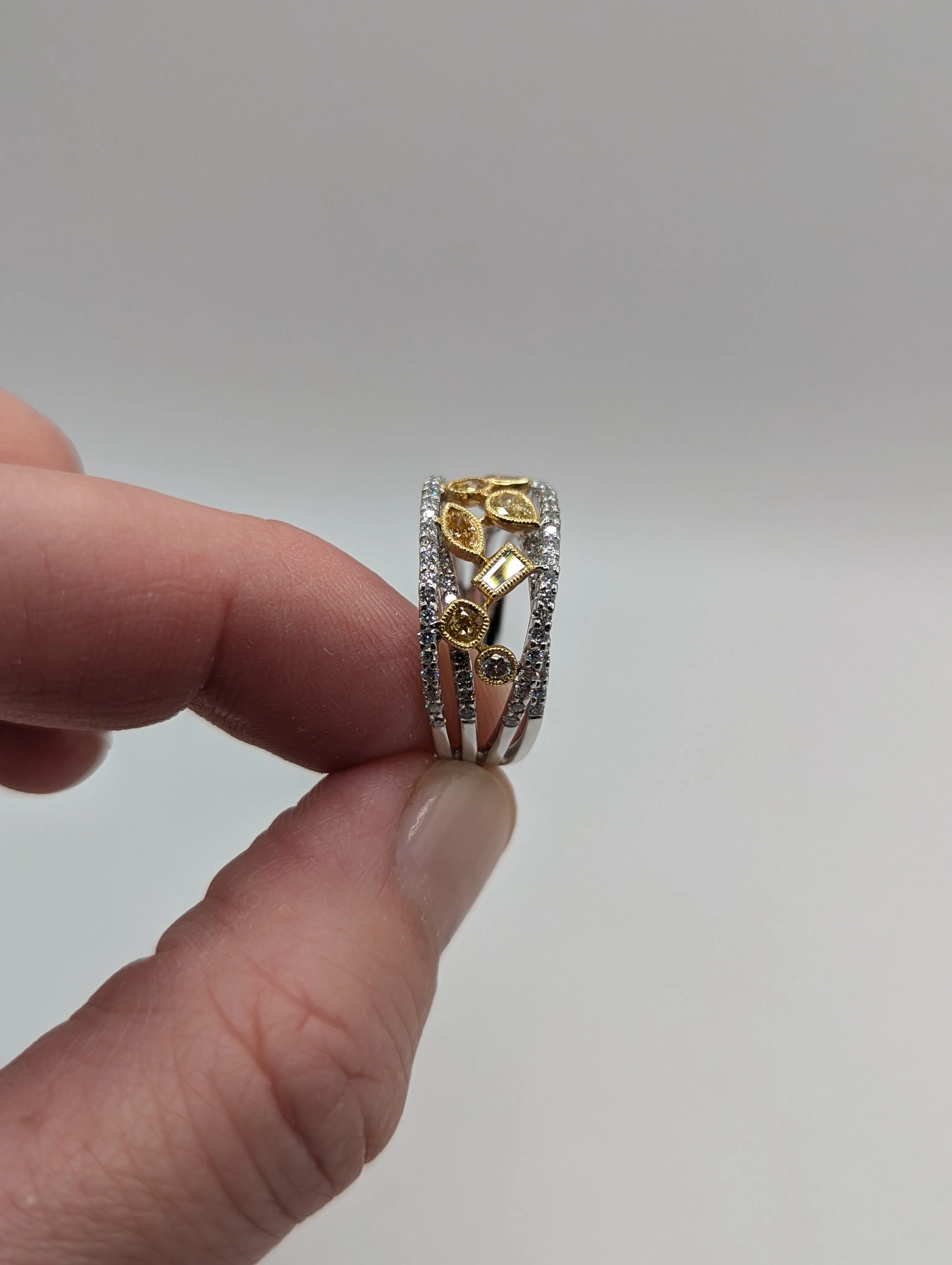 Parade Design Reverie Fashion Fancy Diamond Ring Designer Band in 18K Two-tone, Item #v37694