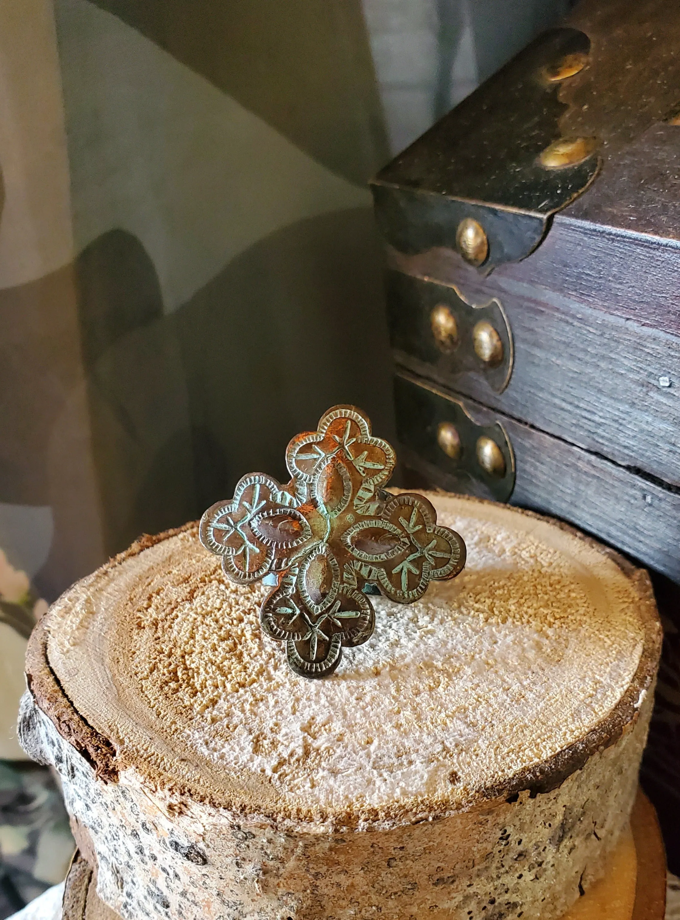 Patina Cross Ring