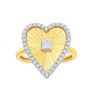 Pave CZ and Fluted Heart Ring