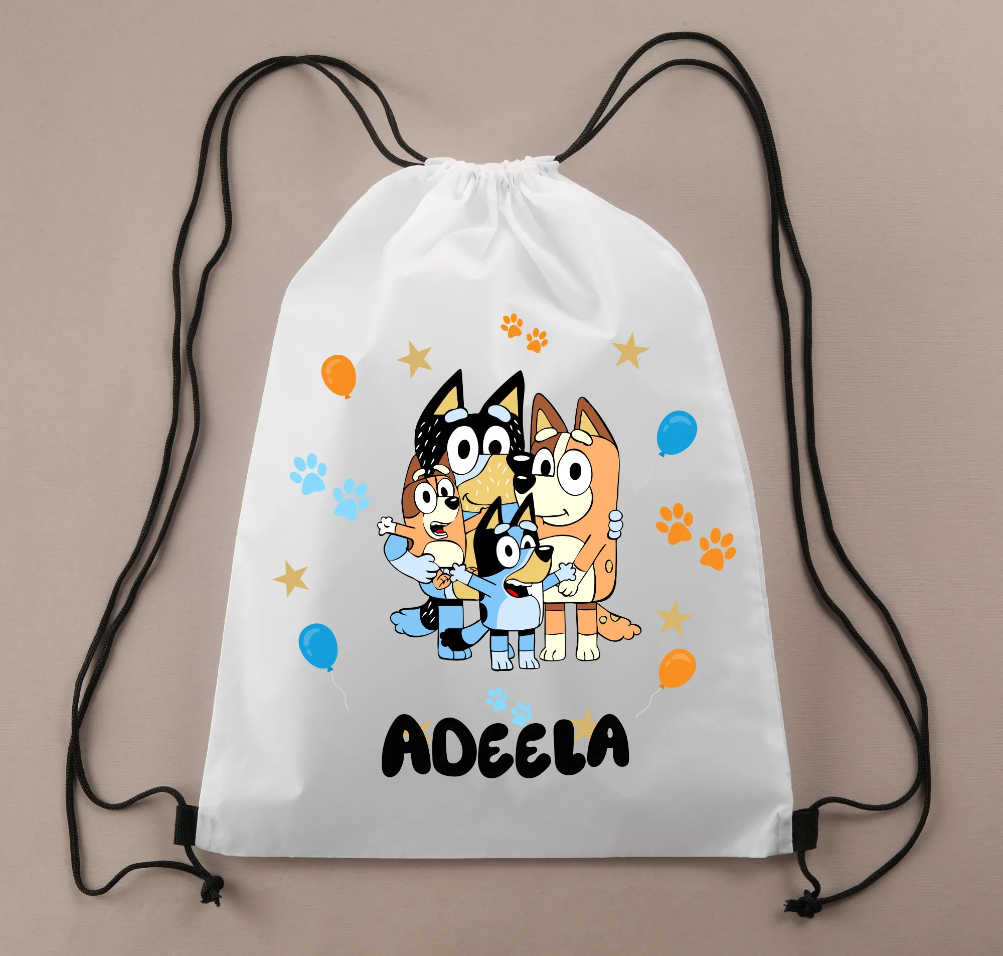 Personalised Bluey Drawstring Bag
