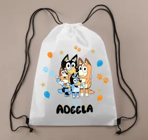 Personalised Bluey Drawstring Bag