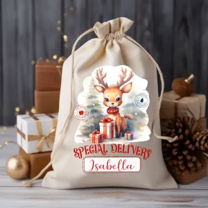 Personalised Christmas Reindeer Gift Sack