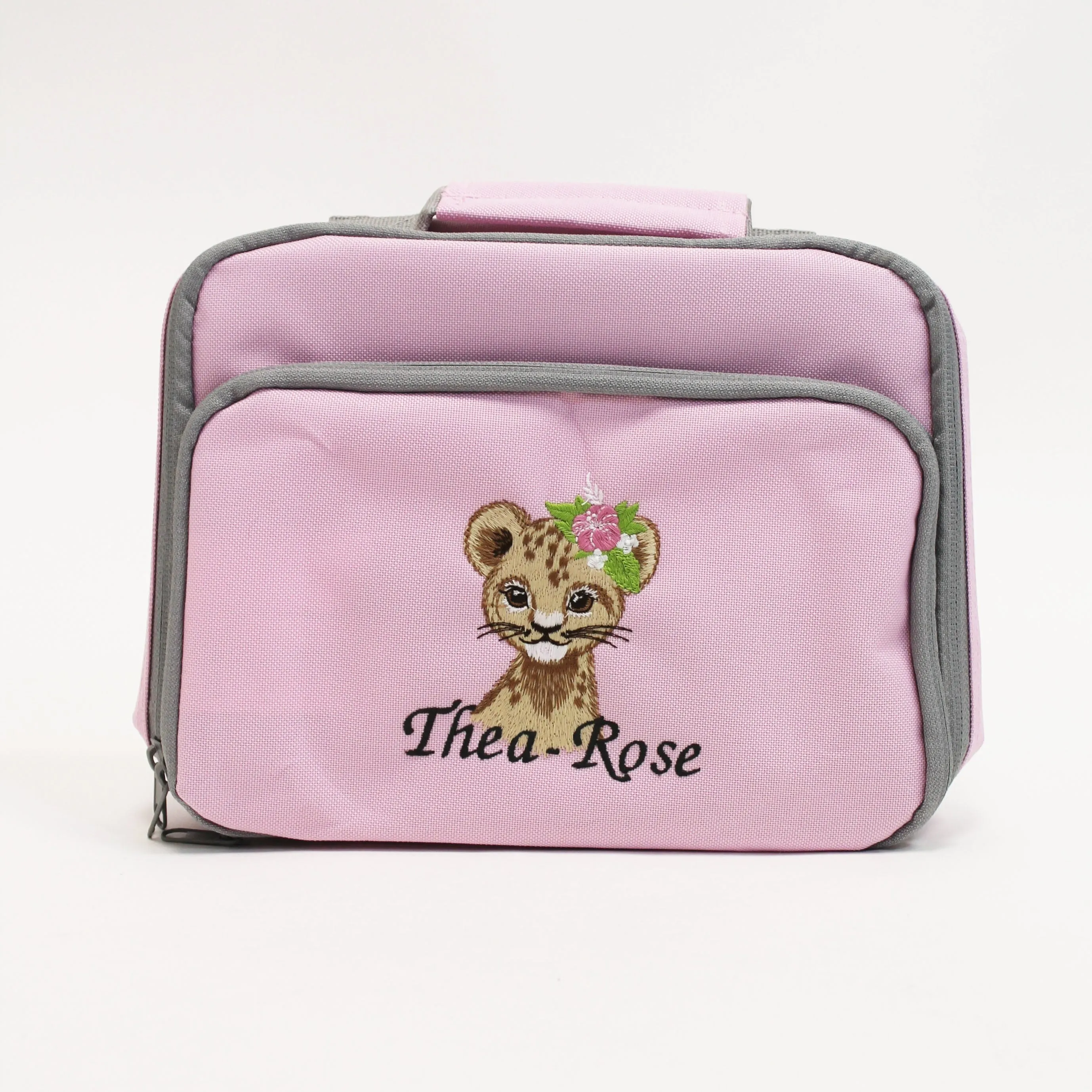 Personalised Floral Animal Embroidered Lunchbox - Various Animals