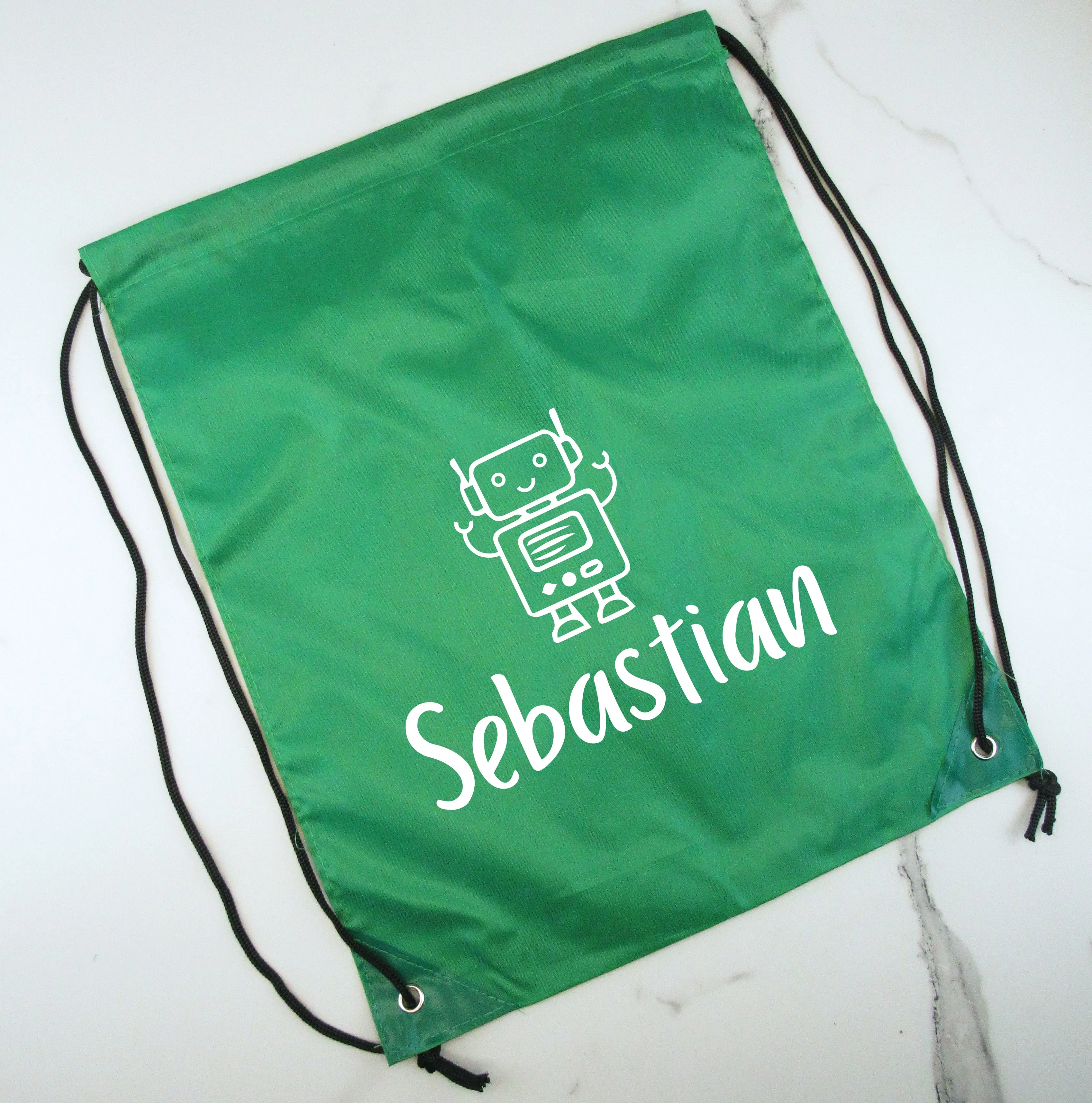 Personalised Kids Nylon Drawstring PE Bag - Various Designs