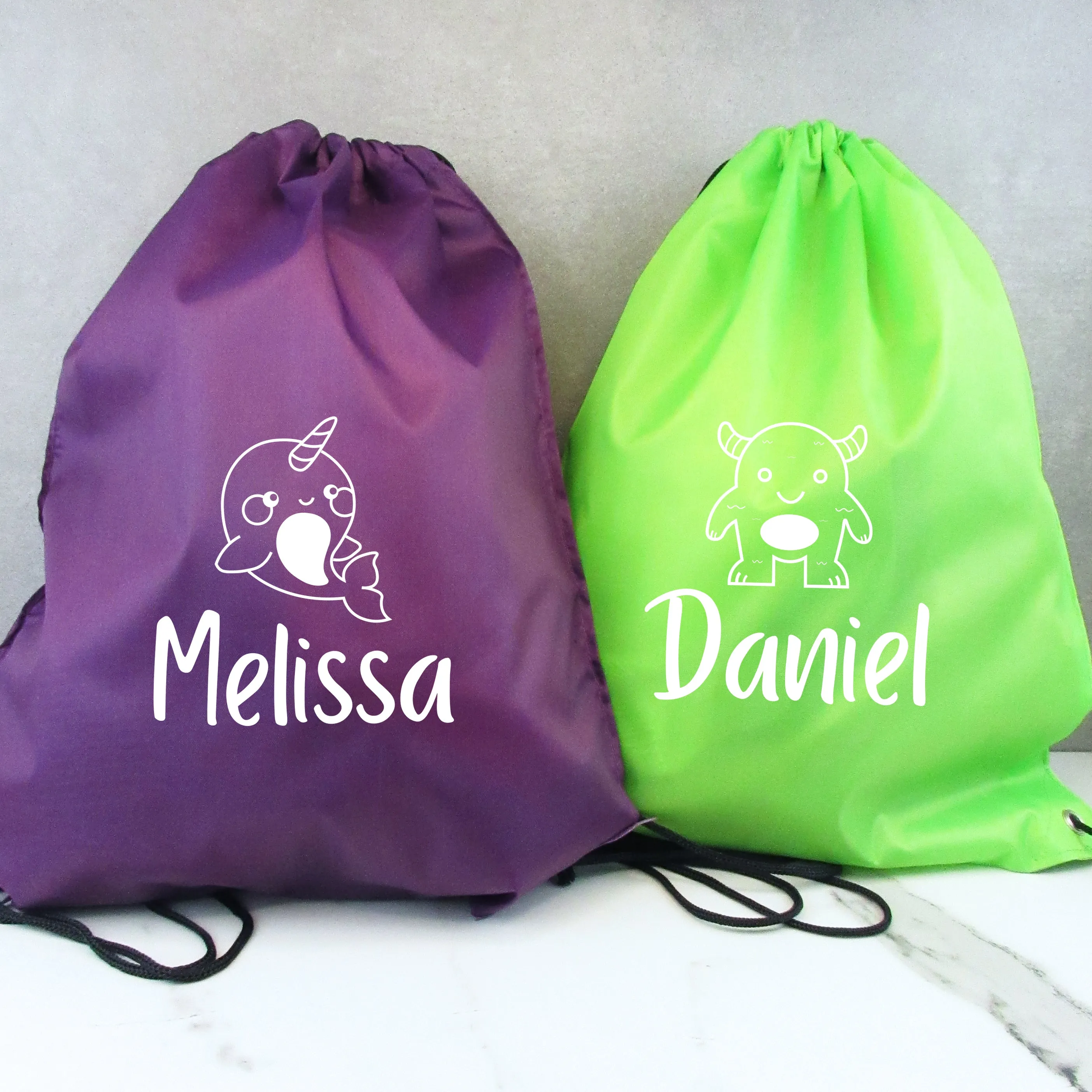 Personalised Kids Nylon Drawstring PE Bag - Various Designs