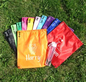 Personalised Kids Nylon Drawstring PE Bag - Various Designs