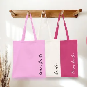 Personalised Pink Team Bride & White Bride Tote Bags