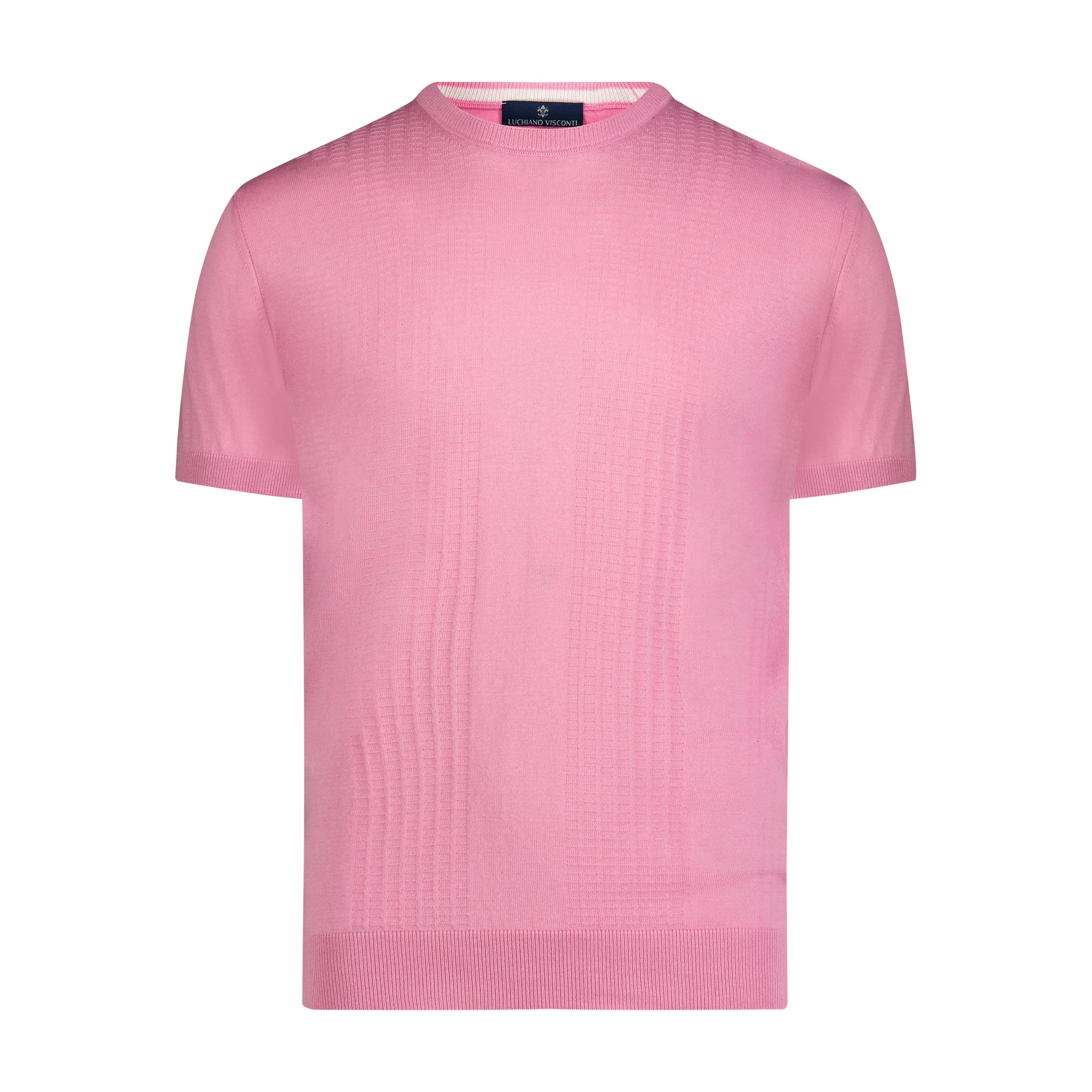 Pink Jacquard Panel Knit Polo