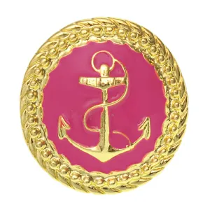 Pink Large Anchor Adjustable Statement Ring