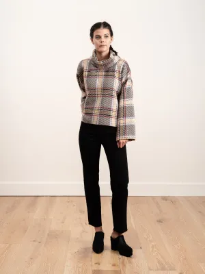 plaid cape sleeve turtleneck