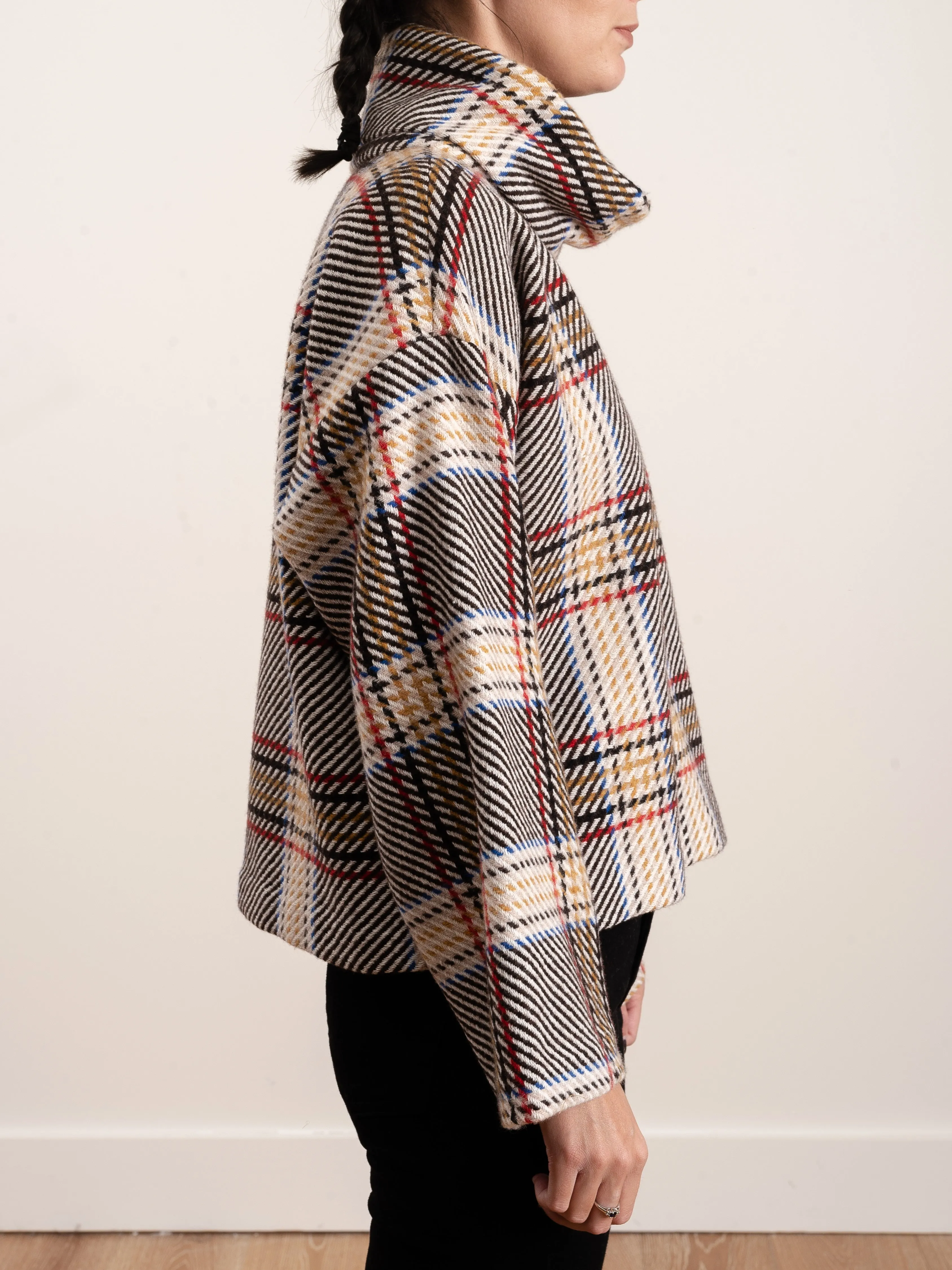 plaid cape sleeve turtleneck