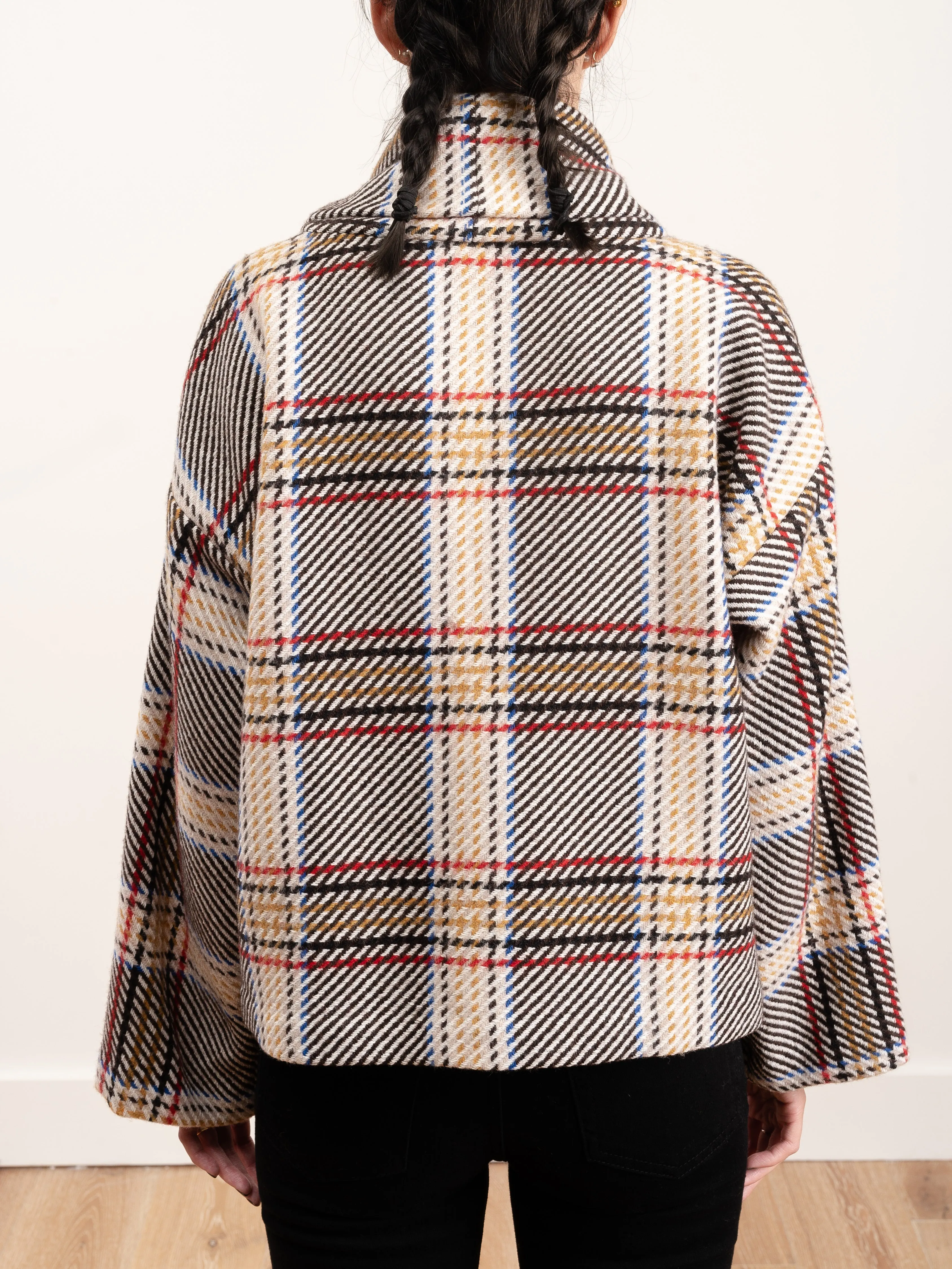 plaid cape sleeve turtleneck