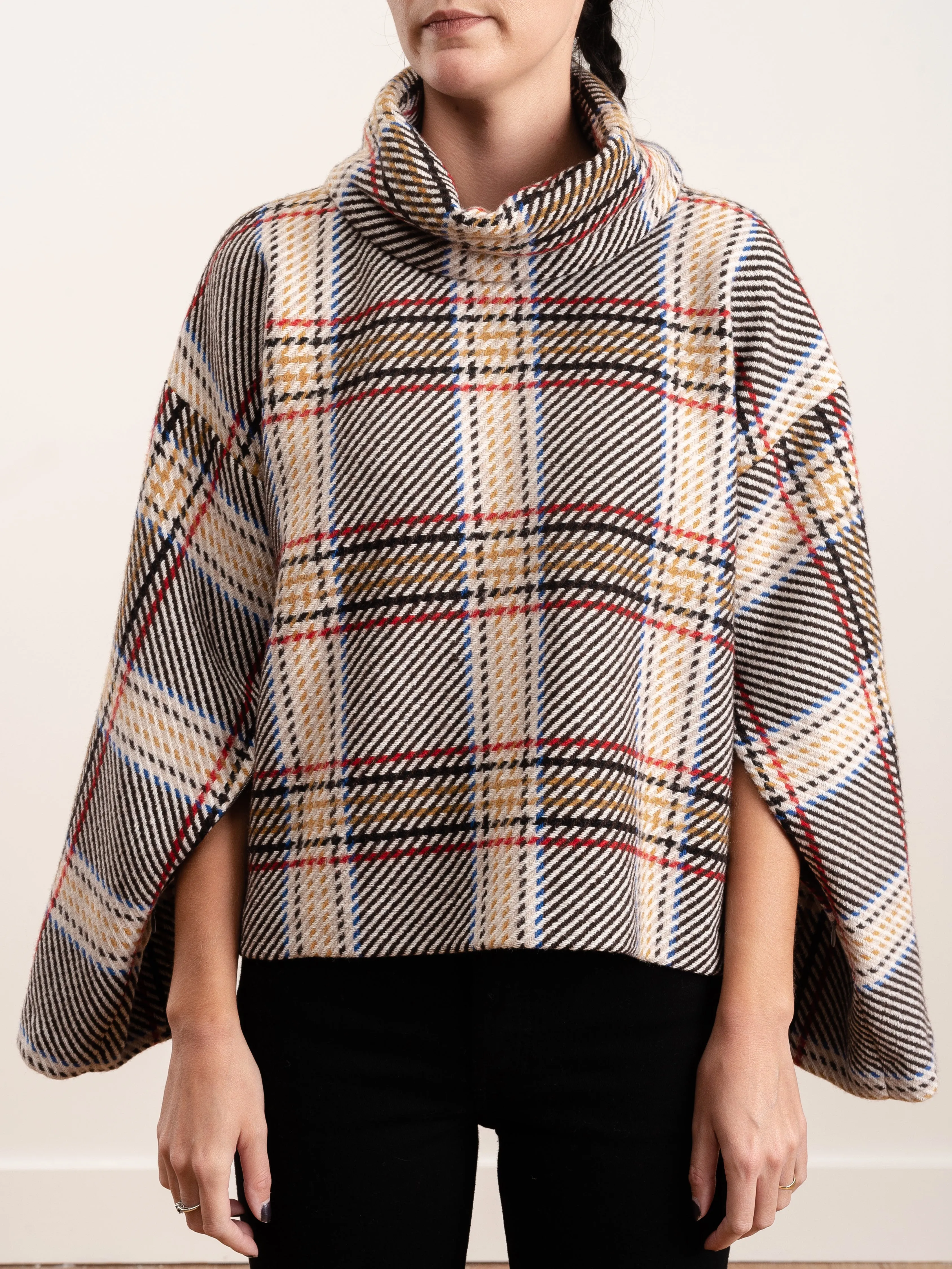 plaid cape sleeve turtleneck